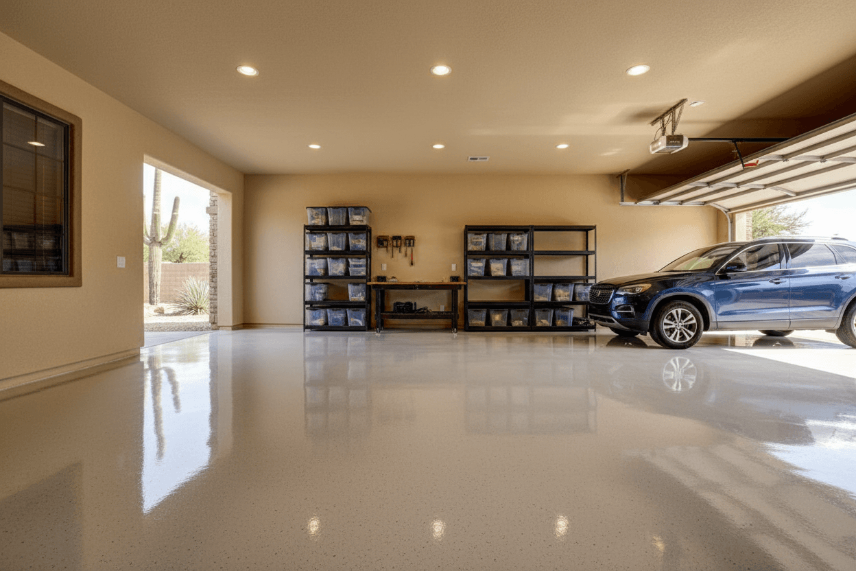 A epoxy flooring installation job seen in full